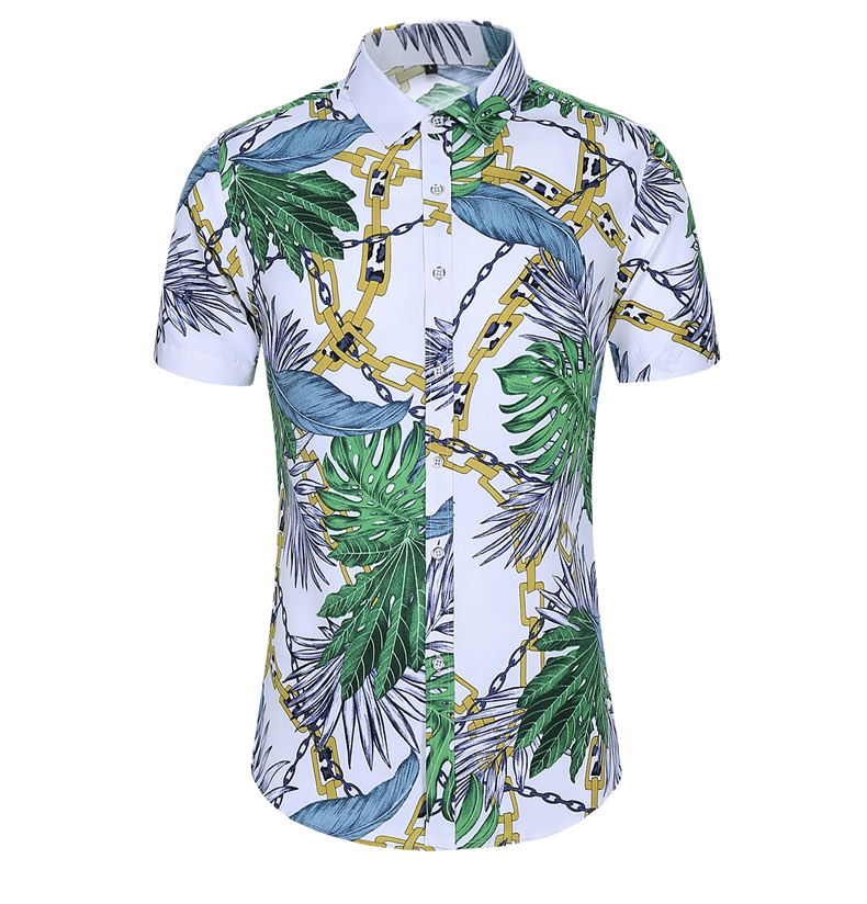 2021 High quality Homme Summer Blouse Floral Mens Shirts Vintage Short Sleeve Button  Slim Party Shirts