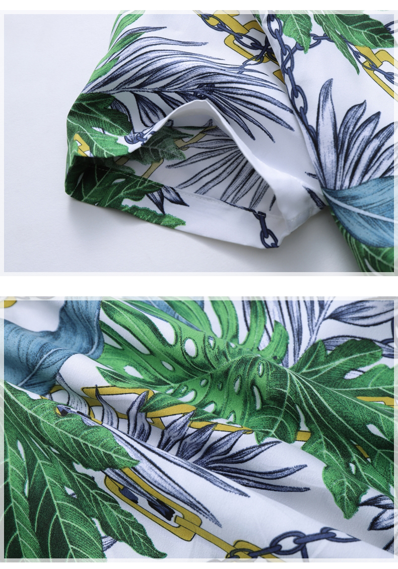 2021 High quality Homme Summer Blouse Floral Mens Shirts Vintage Short Sleeve Button  Slim Party Shirts