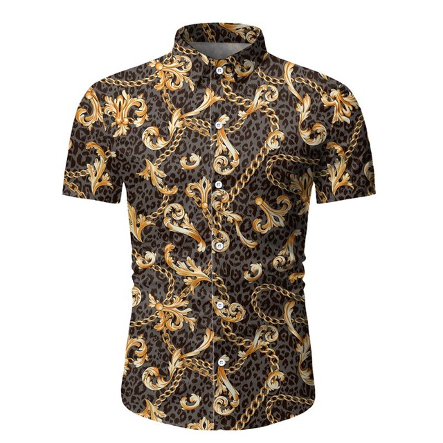 2021 High quality Summer Designer Shirts For Men Brand Casual Leopard Print Short Sleeve Mens Floral Shirts