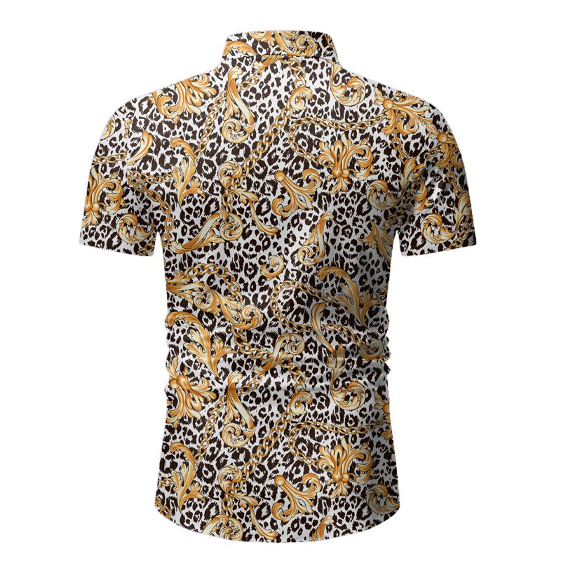 2021 High quality Summer Designer Shirts For Men Brand Casual Leopard Print Short Sleeve Mens Floral Shirts