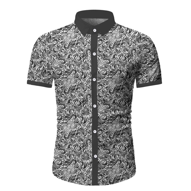 2021 High quality Short Sleeve Vintage Shirt Men Casual Floral Printed Social Camisas Designer Shirts