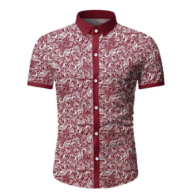 2021 High quality Short Sleeve Vintage Shirt Men Casual Floral Printed Social Camisas Designer Shirts