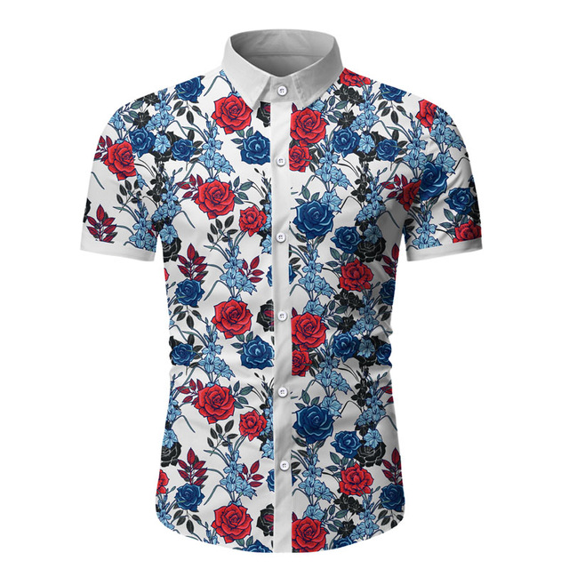 2021 High quality Floral Shirts For Men Summer Vintage Short Sleeve Hawaiian Beach Shirt
