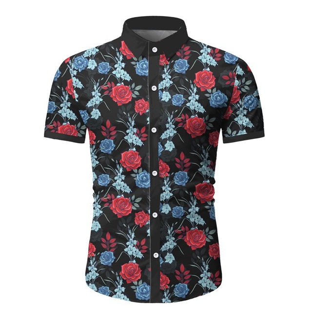2021 High quality Floral Shirts For Men Summer Vintage Short Sleeve Hawaiian Beach Shirt