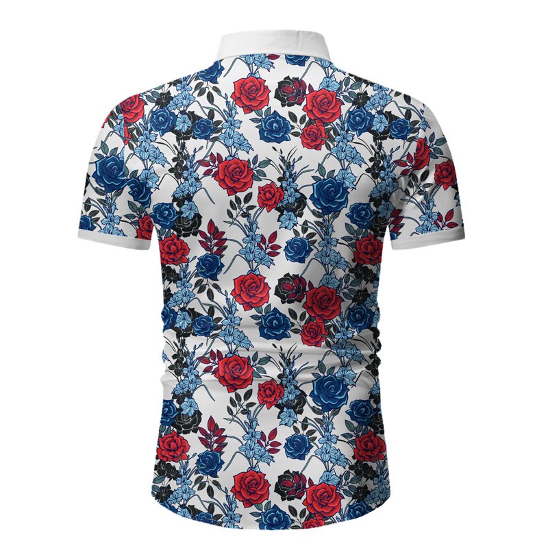 2021 High quality Floral Shirts For Men Summer Vintage Short Sleeve Hawaiian Beach Shirt