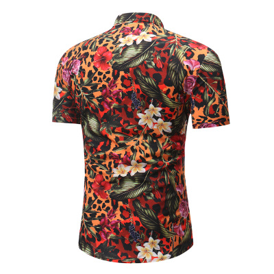2021 High quality Fashion Mens Short Sleeve Beach Hawaiian Shirt Summer Casual Floral Leopard Printed uxury Shirts