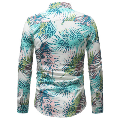 2021 High quality Spring Floral Print Men Shirts Long Sleeve Casual Black Retro Rose Printed Slim Dress Shirts