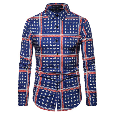 2021 High quality Casual Abstract Spider Web Print Long Sleeve Camisa Social Men Gradient Elasticity Business Shirt