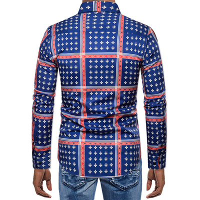 2021 High quality Casual Abstract Spider Web Print Long Sleeve Camisa Social Men Gradient Elasticity Business Shirt