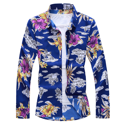 2021 High quality Mens Shirts Causal Long Sleeve Floral Shirts Men Elegant Business
