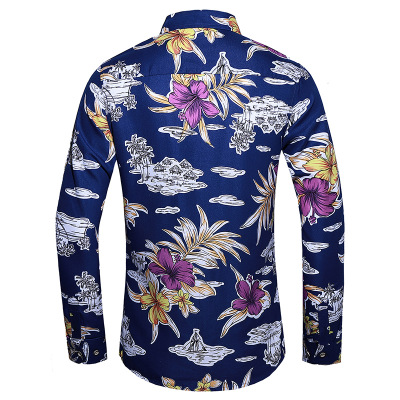 2021 High quality Mens Shirts Causal Long Sleeve Floral Shirts Men Elegant Business