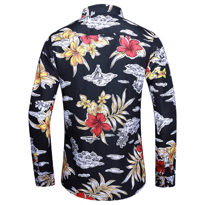 2021 High quality Mens Shirts Causal Long Sleeve Floral Shirts Men Elegant Business
