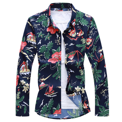 2021 High quality Mens Shirts Causal Long Sleeve Floral Shirts Men Elegant Business
