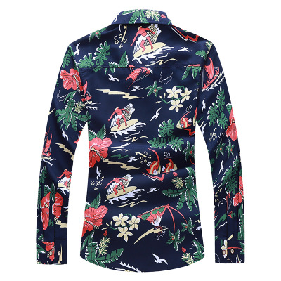 2021 High quality Mens Shirts Causal Long Sleeve Floral Shirts Men Elegant Business