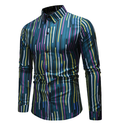 2021 High quality New Brand Colorful Stripe Shirts Men Spring Casual Business Formal Slim Fit