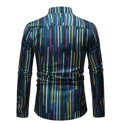 2021 High quality New Brand Colorful Stripe Shirts Men Spring Casual Business Formal Slim Fit