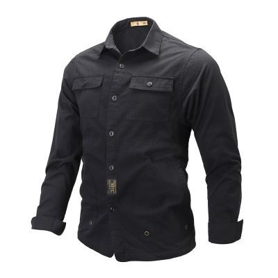 2021 High quality New Tops Mens Shirt Long-sleeved Casual Military Shirt Mens Clothing  Shirt Men
