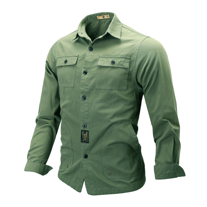 2021 High quality New Tops Mens Shirt Long-sleeved Casual Military Shirt Mens Clothing  Shirt Men