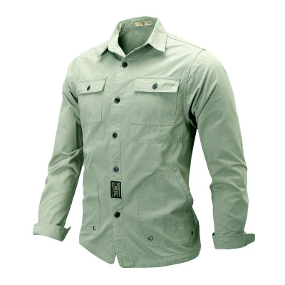 2021 High quality New Tops Mens Shirt Long-sleeved Casual Military Shirt Mens Clothing  Shirt Men