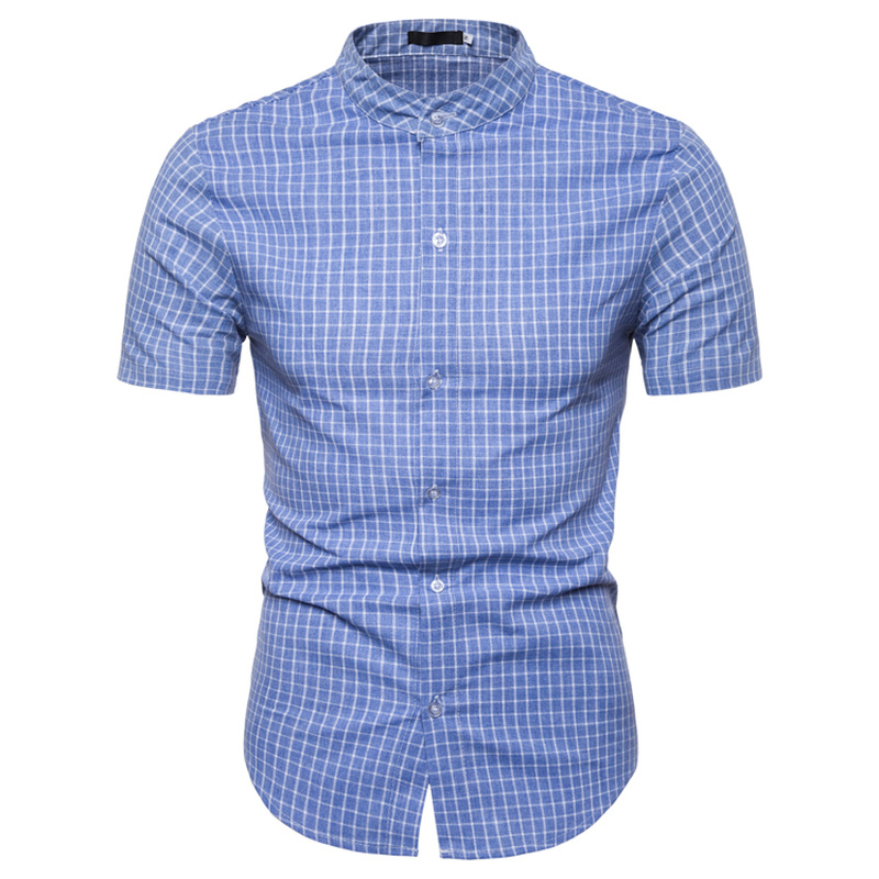 2021 High quality New Summer Fashion Tops Cotton Linen Shirts Men Casual Striped Short Sleeve