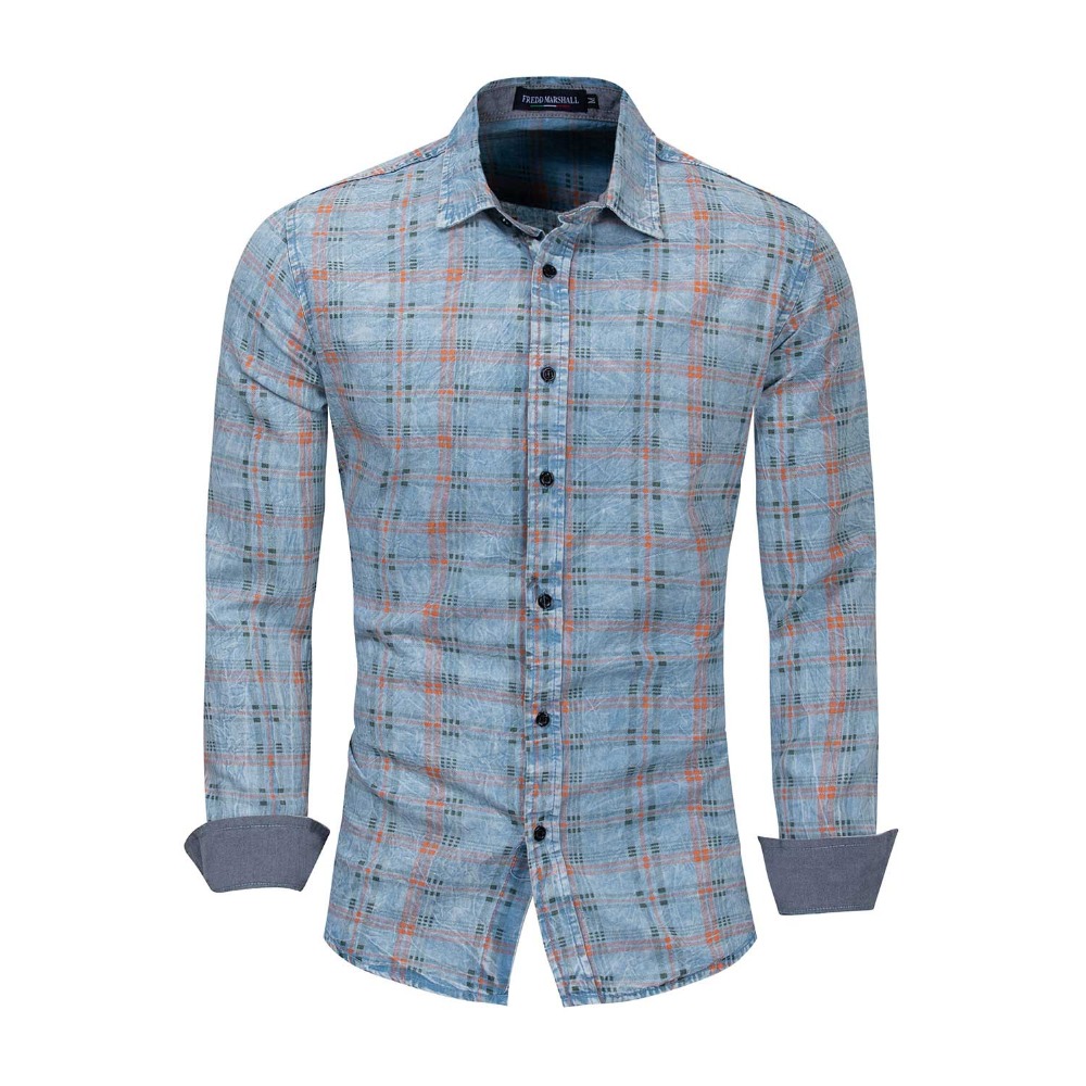 2021 High quality Hot sale Denim Shirt Classic Blue Long-sleeved Shirt Cotton Casual Shirts