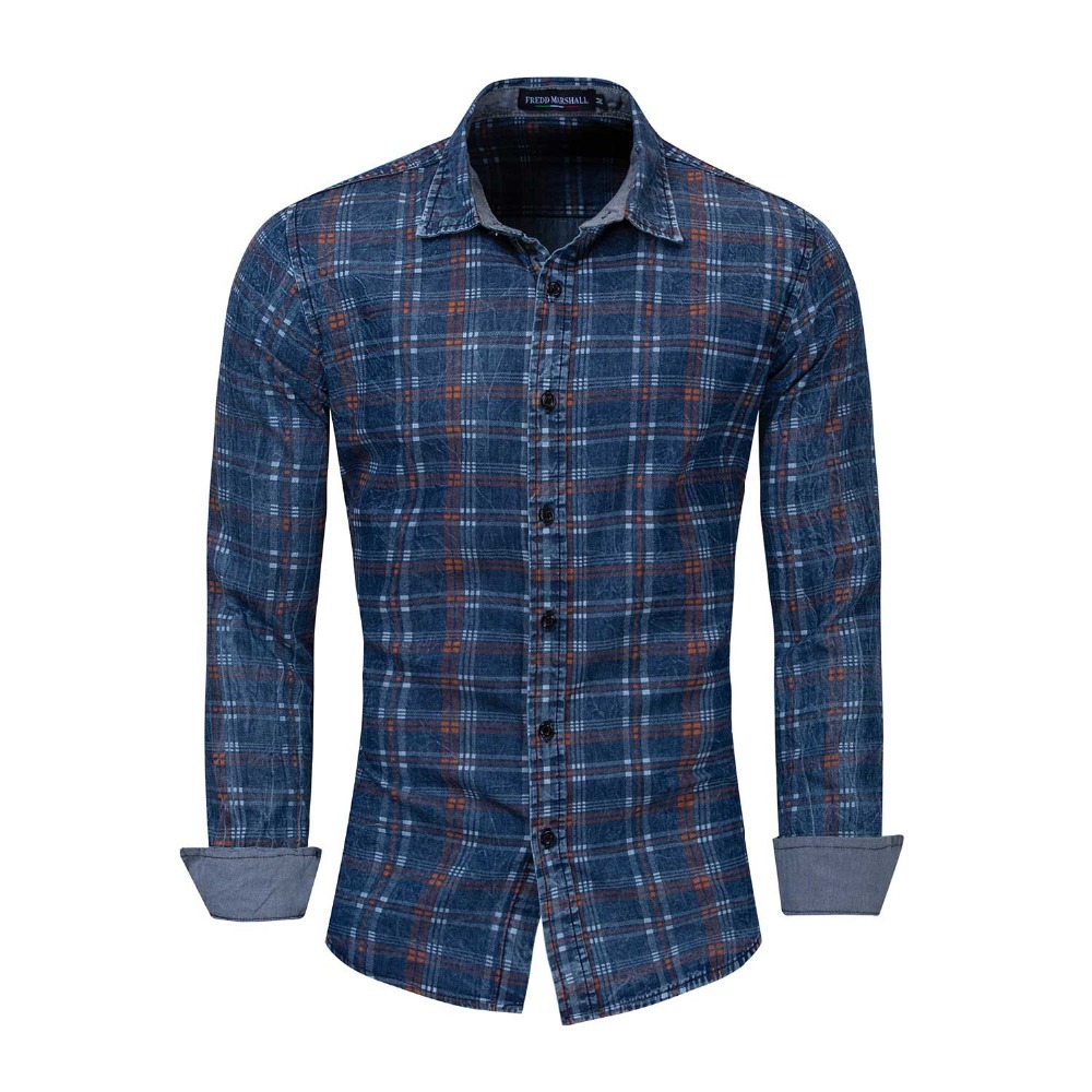 2021 High quality Hot sale Denim Shirt Classic Blue Long-sleeved Shirt Cotton Casual Shirts
