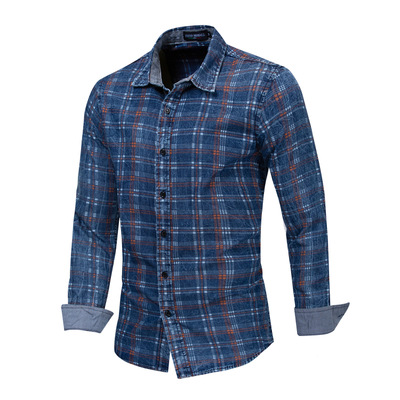 2021 High quality Hot sale Denim Shirt Classic Blue Long-sleeved Shirt Cotton Casual Shirts