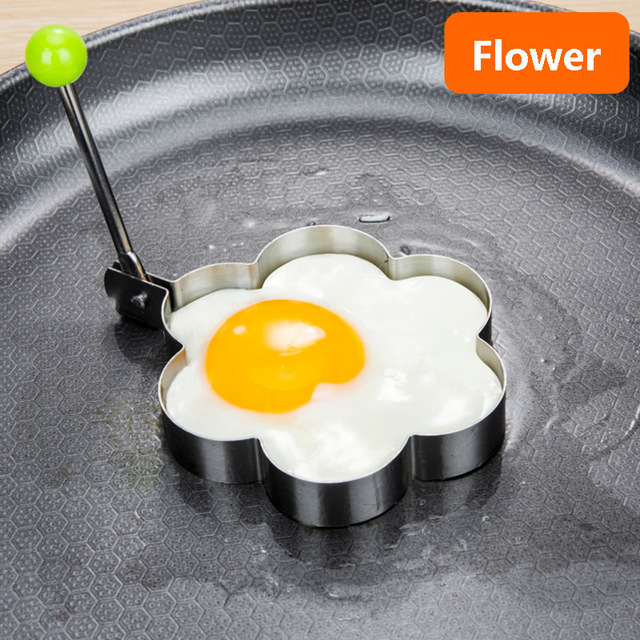 2021 High quality Stainless Steel Fried Egg Shaper Pancake Mould Mold Baking Omelet Moulds Kitchen silver round