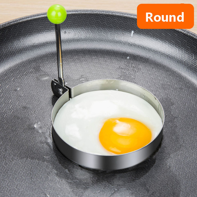 2021 High quality Stainless Steel Fried Egg Shaper Pancake Mould Mold Baking Omelet Moulds Kitchen silver round