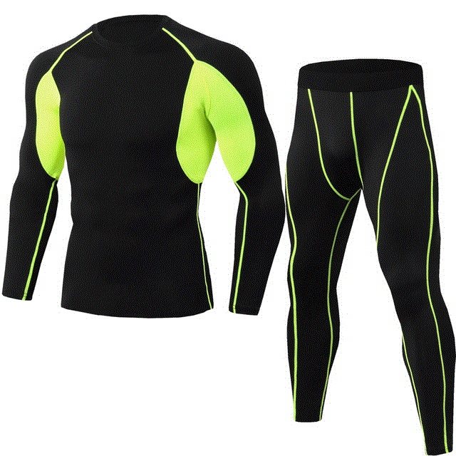 2021 High quality 2Pcs Men's Tracksuit Gym Fitness Sports Suit Clothes Running Sportwear