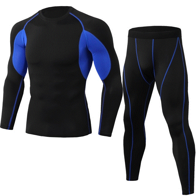 2021 High quality 2Pcs Men's Tracksuit Gym Fitness Sports Suit Clothes Running Sportwear