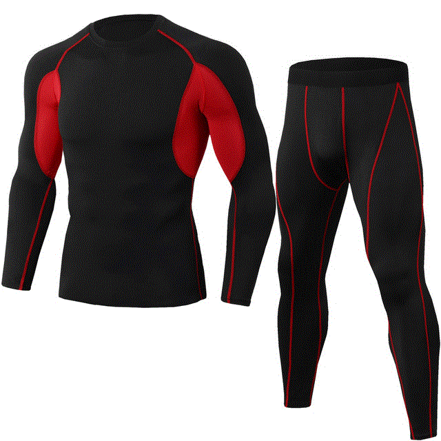 2021 High quality 2Pcs Men's Tracksuit Gym Fitness Sports Suit Clothes Running Sportwear