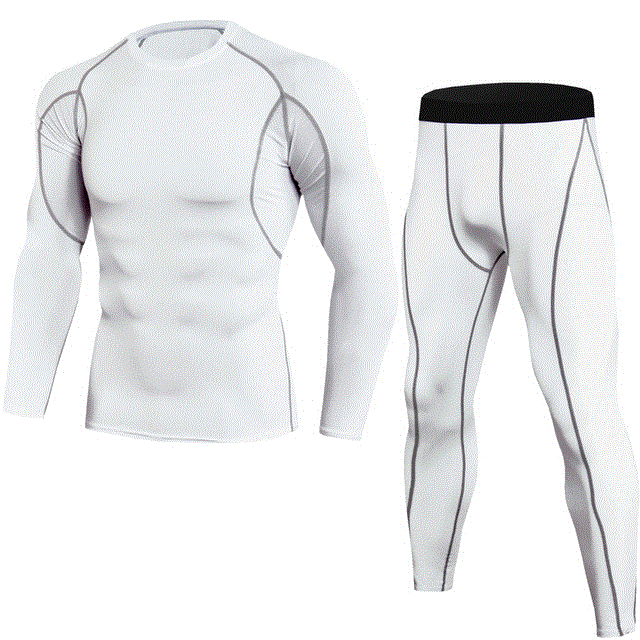 2021 High quality 2Pcs Men's Tracksuit Gym Fitness Sports Suit Clothes Running Sportwear