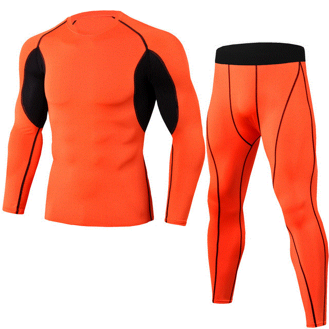 2021 High quality 2Pcs Men's Tracksuit Gym Fitness Sports Suit Clothes Running Sportwear
