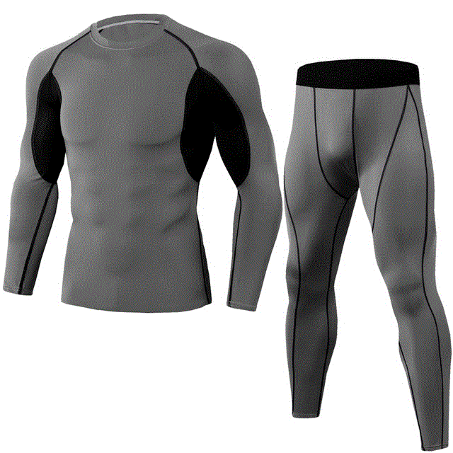 2021 High quality 2Pcs Men's Tracksuit Gym Fitness Sports Suit Clothes Running Sportwear