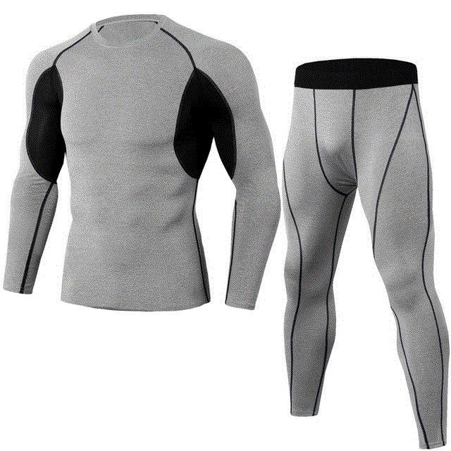 2021 High quality 2Pcs Men's Tracksuit Gym Fitness Sports Suit Clothes Running Sportwear