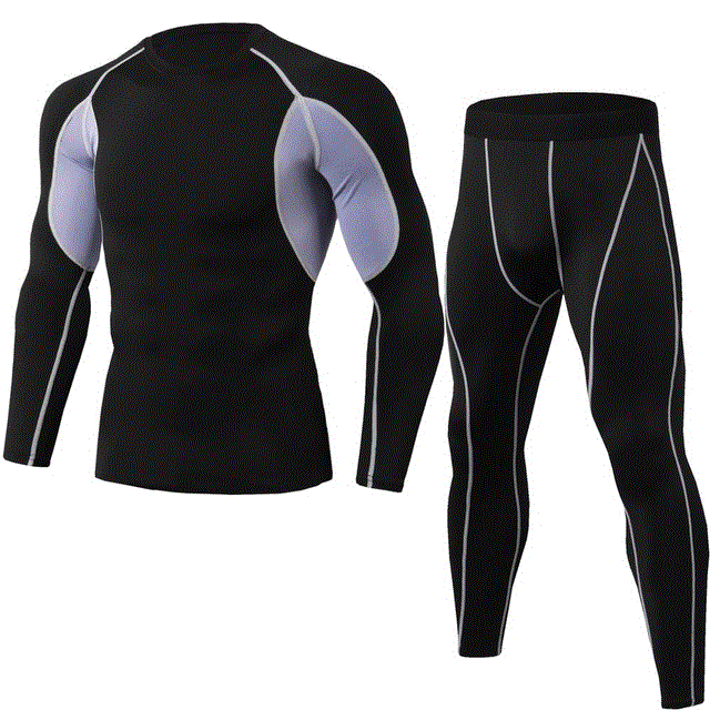 2021 High quality 2Pcs Men's Tracksuit Gym Fitness Sports Suit Clothes Running Sportwear