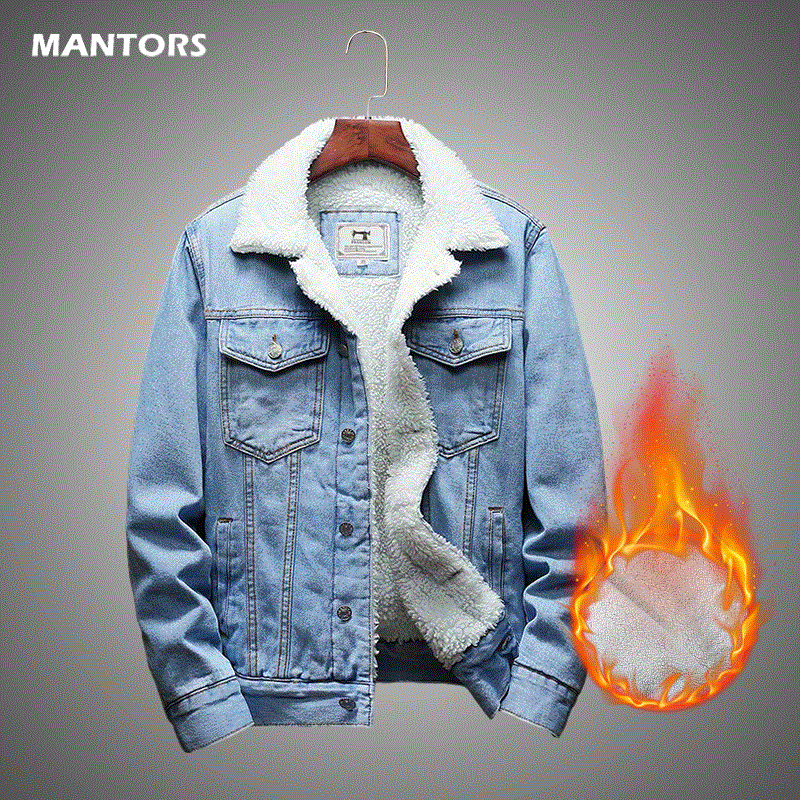 2021 High quality Men Winter Jean Jackets Warm Denim Coat Plus Size Wool Liner Thicker Winter Denim Jackets Mens 6XL
