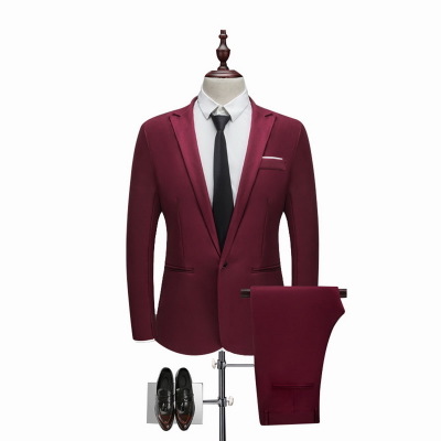 2021 High quality Men Suits Shawl Collar 3 Pieces Slim Fit Burgundy Suit Mens Tuxedo Jacket