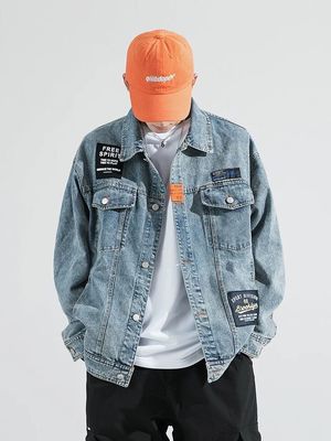 2021 High quality Men jacket men tops fashion men Denim jacket Letter decoration jacket men 100% cotton