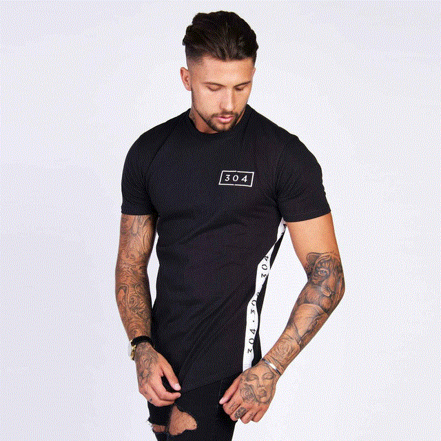 2021 High quality Mens Fitness T-shirt Bodybuilding Slim Printed O-neck Short Sleeves Cotton Tee Tops Clothing