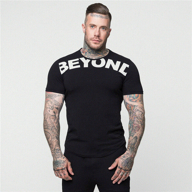 2021 High quality Men's Fitness Jogger Pure Cotton Short Sleeve T Shirts Body building Round Collar Sweatshirts Tops