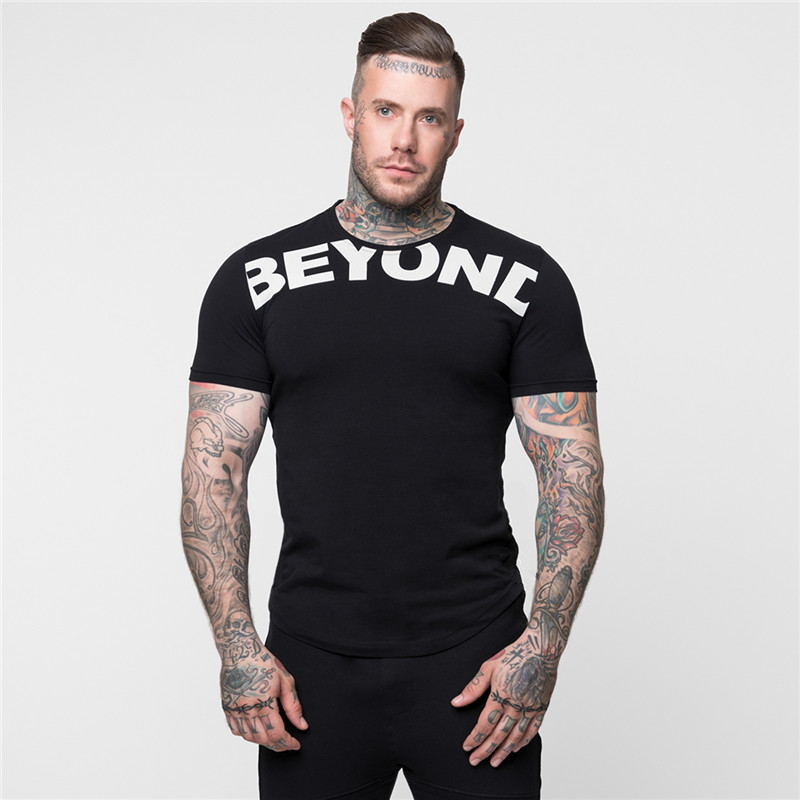 2021 High quality Men's Fitness Jogger Pure Cotton Short Sleeve T Shirts Body building Round Collar Sweatshirts Tops