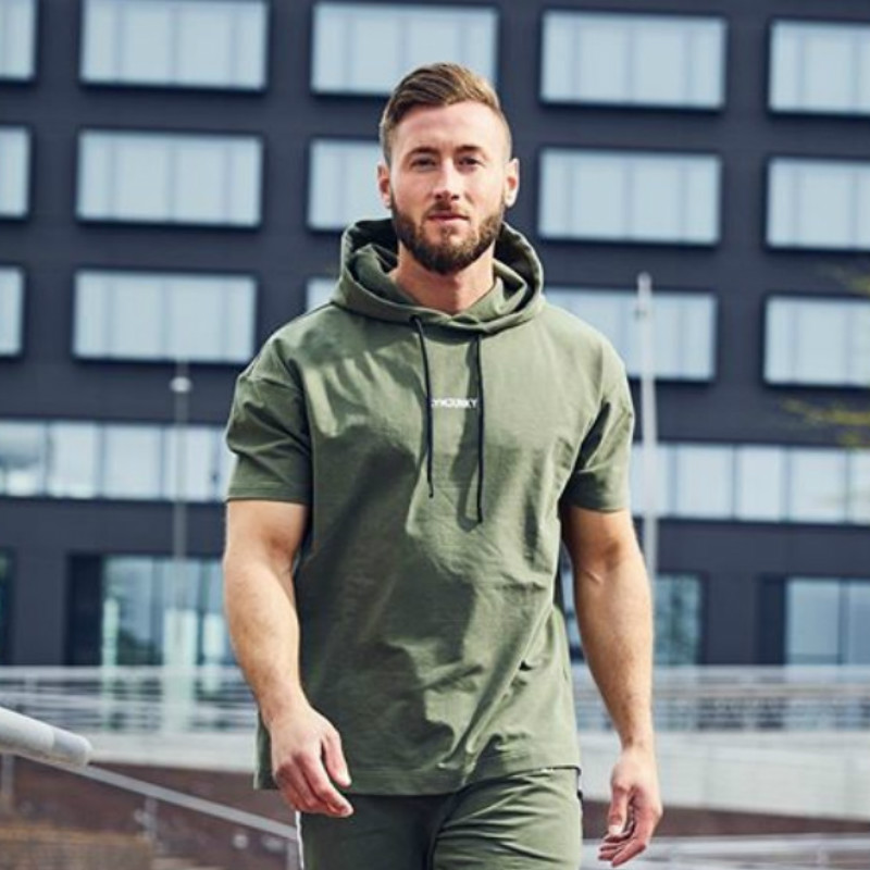 2021 High quality Men's Hoodies Autumn Clothes Fitness Hoody Men Half-sleeve Pullover Vest Running Training Sportswear