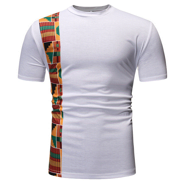 2021 High quality African Print  T-shirts Men Slim Fit O Neck Cotton Tshirts  Short Sleeve shirts