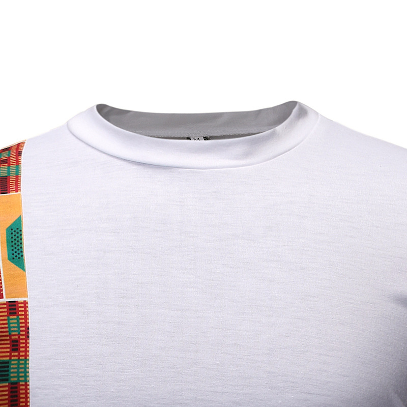 2021 High quality African Print  T-shirts Men Slim Fit O Neck Cotton Tshirts  Short Sleeve shirts