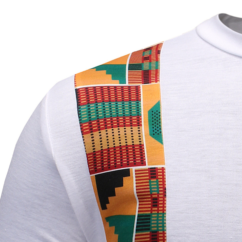 2021 High quality African Print  T-shirts Men Slim Fit O Neck Cotton Tshirts  Short Sleeve shirts