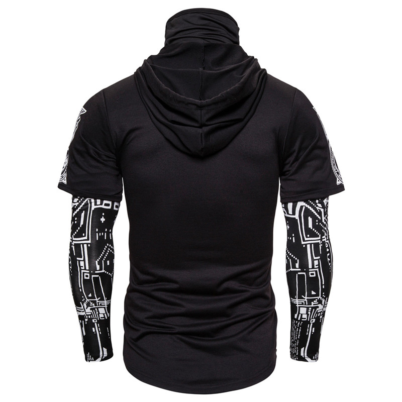 2021 High quality Mens Skull Mask Hoodies Sweatshirt Fake Two Pieces Men Punk Jogging Homme Elastic  Pullover