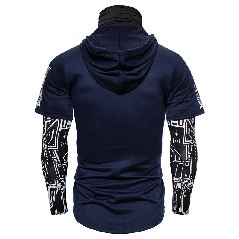 2021 High quality Mens Skull Mask Hoodies Sweatshirt Fake Two Pieces Men Punk Jogging Homme Elastic  Pullover