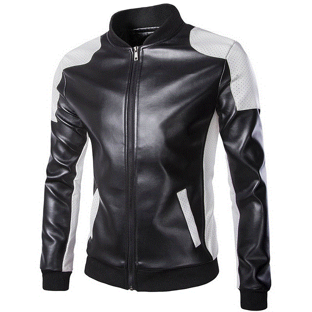 2021 High quality PU Leather Jacket Men Plus Size Standing Collar Jackets Coat Men Patchwork Fashion Jackets